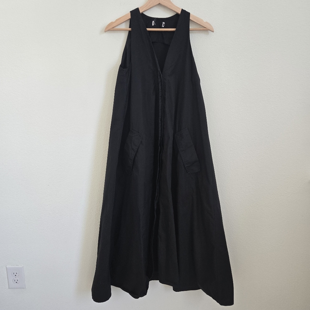 Veronique Leroy V-Neck Long Black Minimalist quiet luxury dress pockets size XXS - Picture 12 of 12